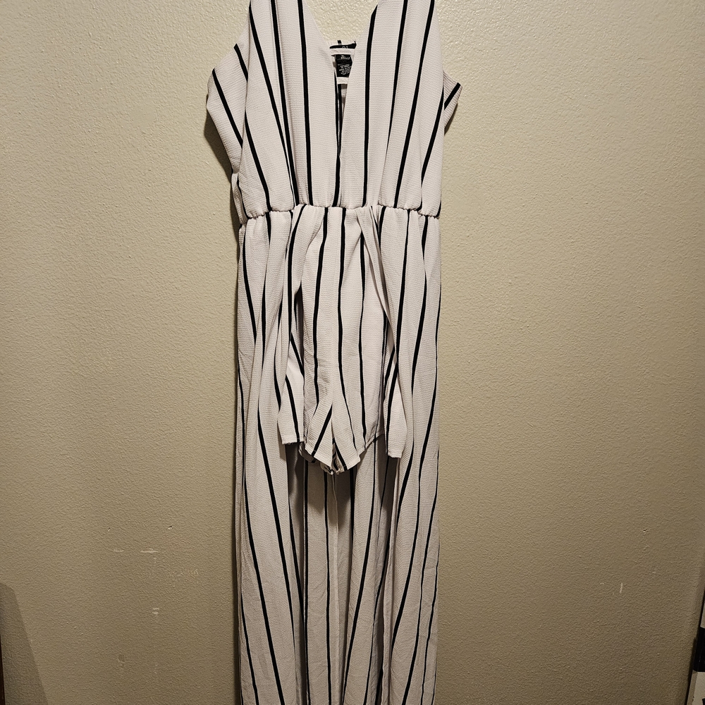 Rue21 Black and White Striped Romper